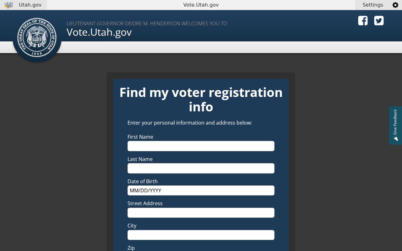 West Jordan voter registration self lookup fields