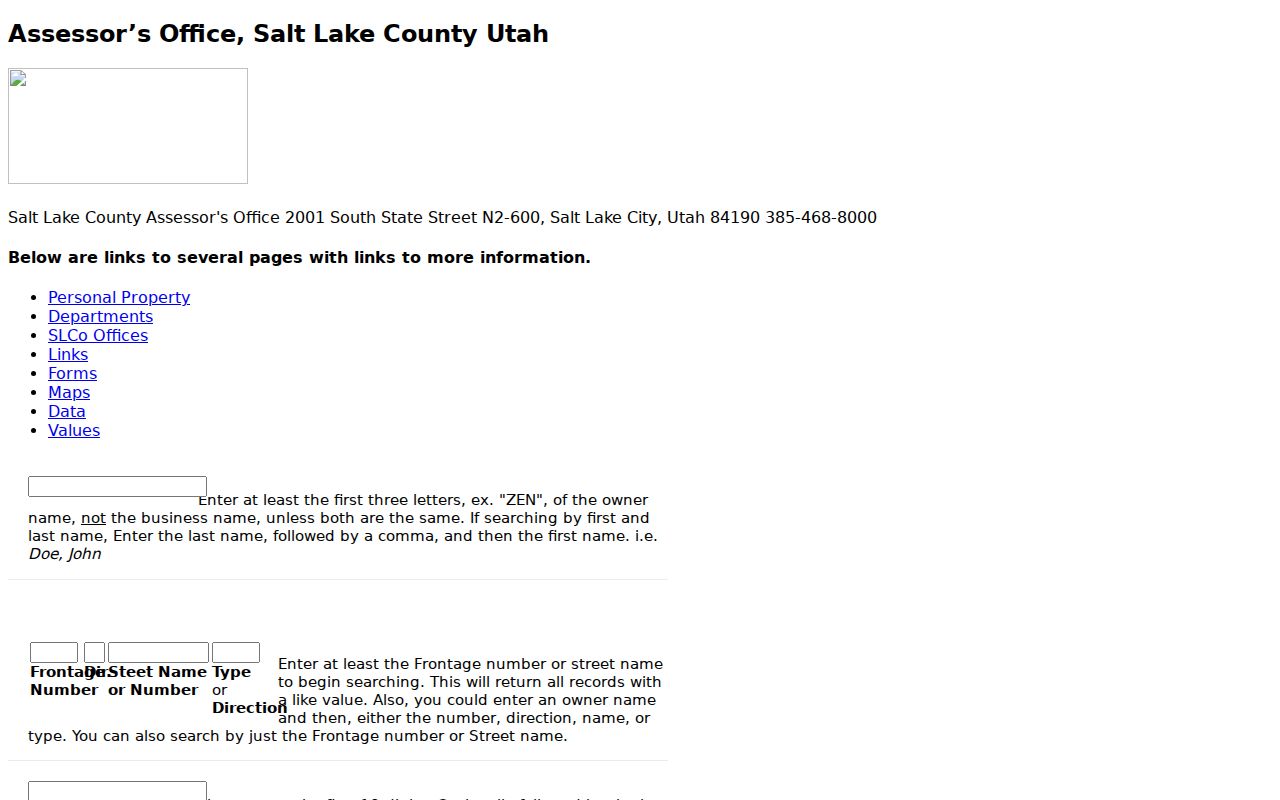 West Jordan public records Assessor owner address and parcel fields