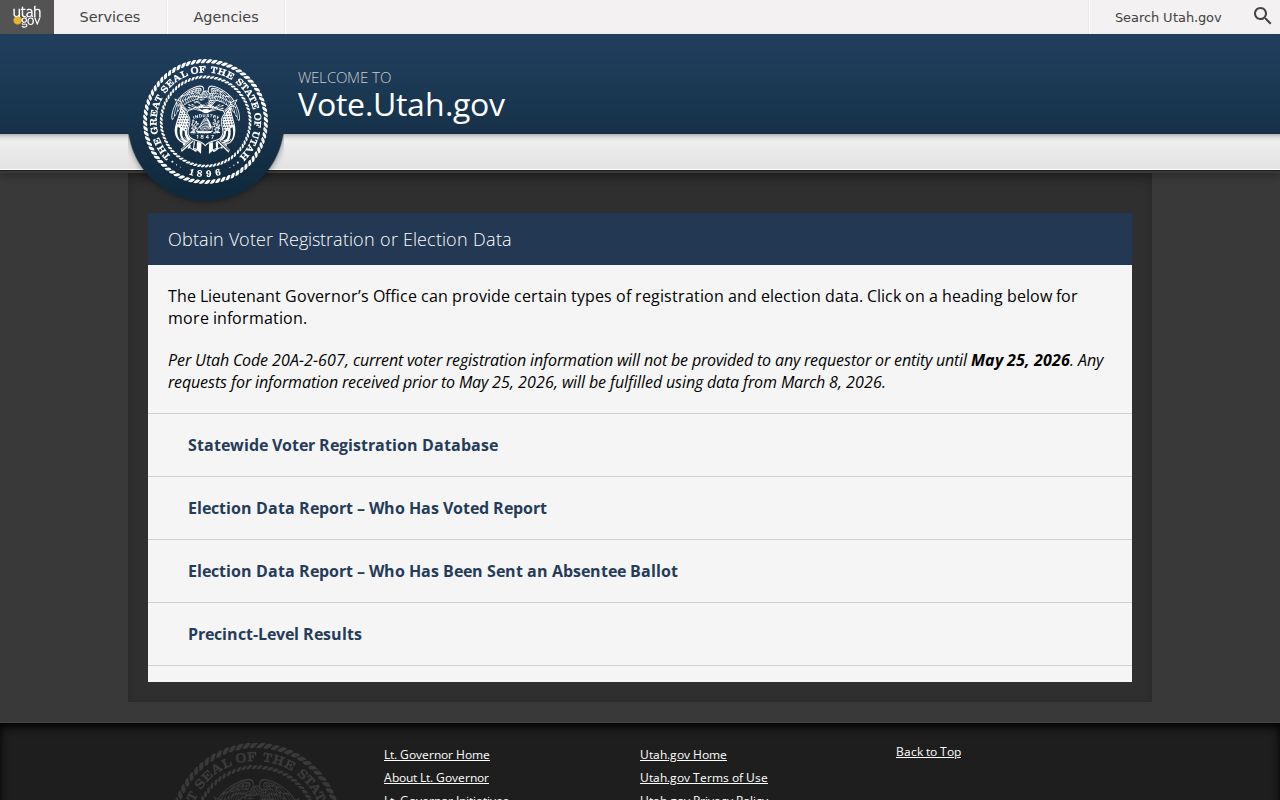 West Jordan voter registration and election data request options