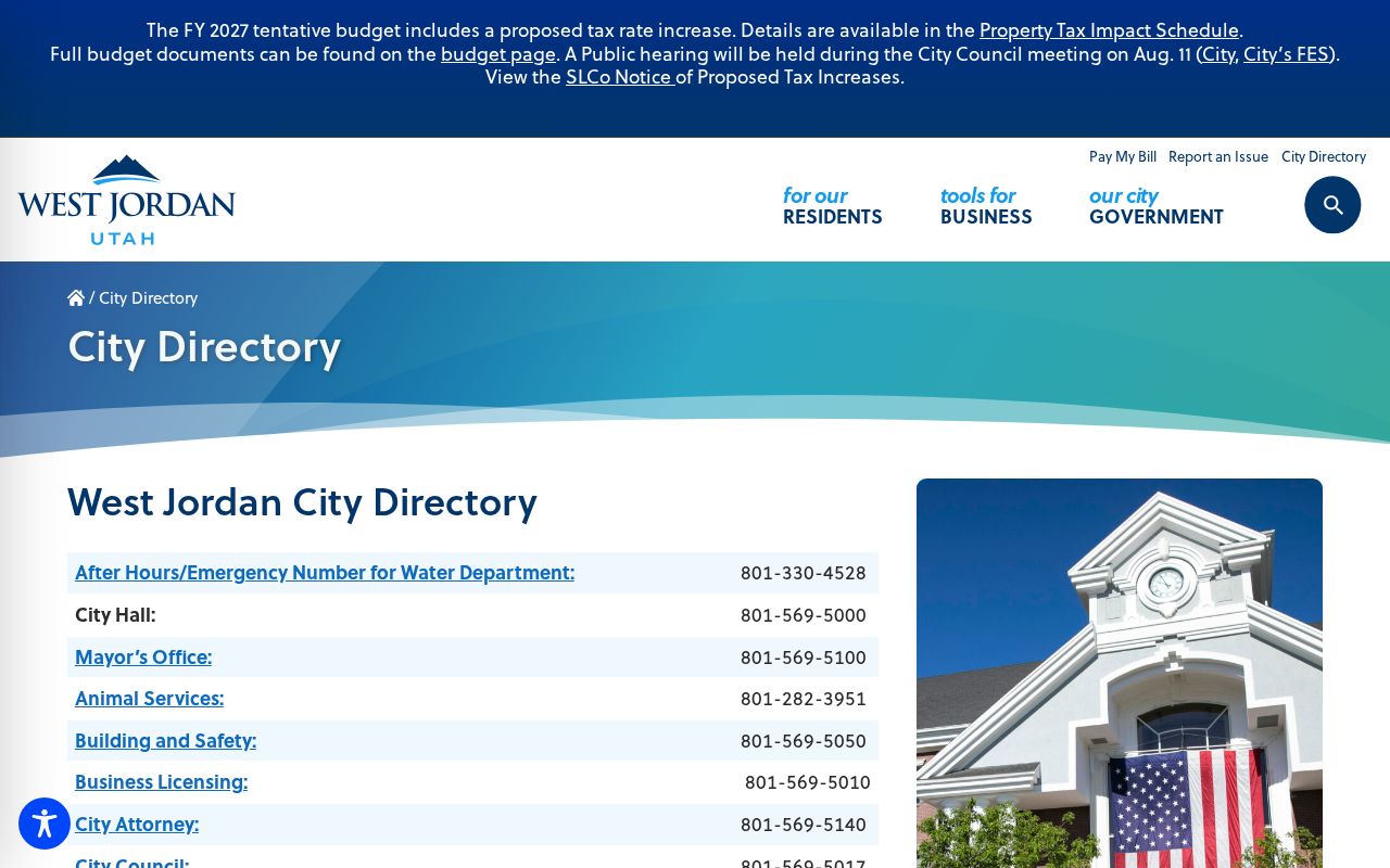 West Jordan people search city department directory